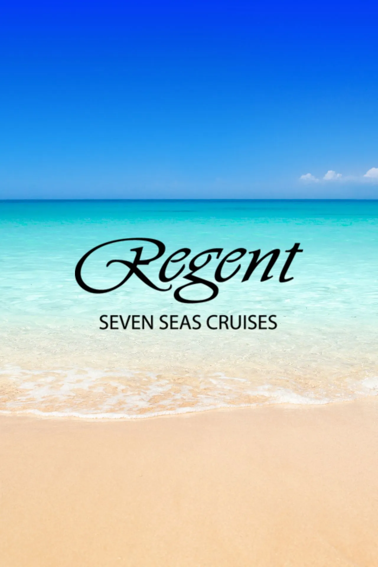 Regent Seven Seas Cruises -  logo op het strand
