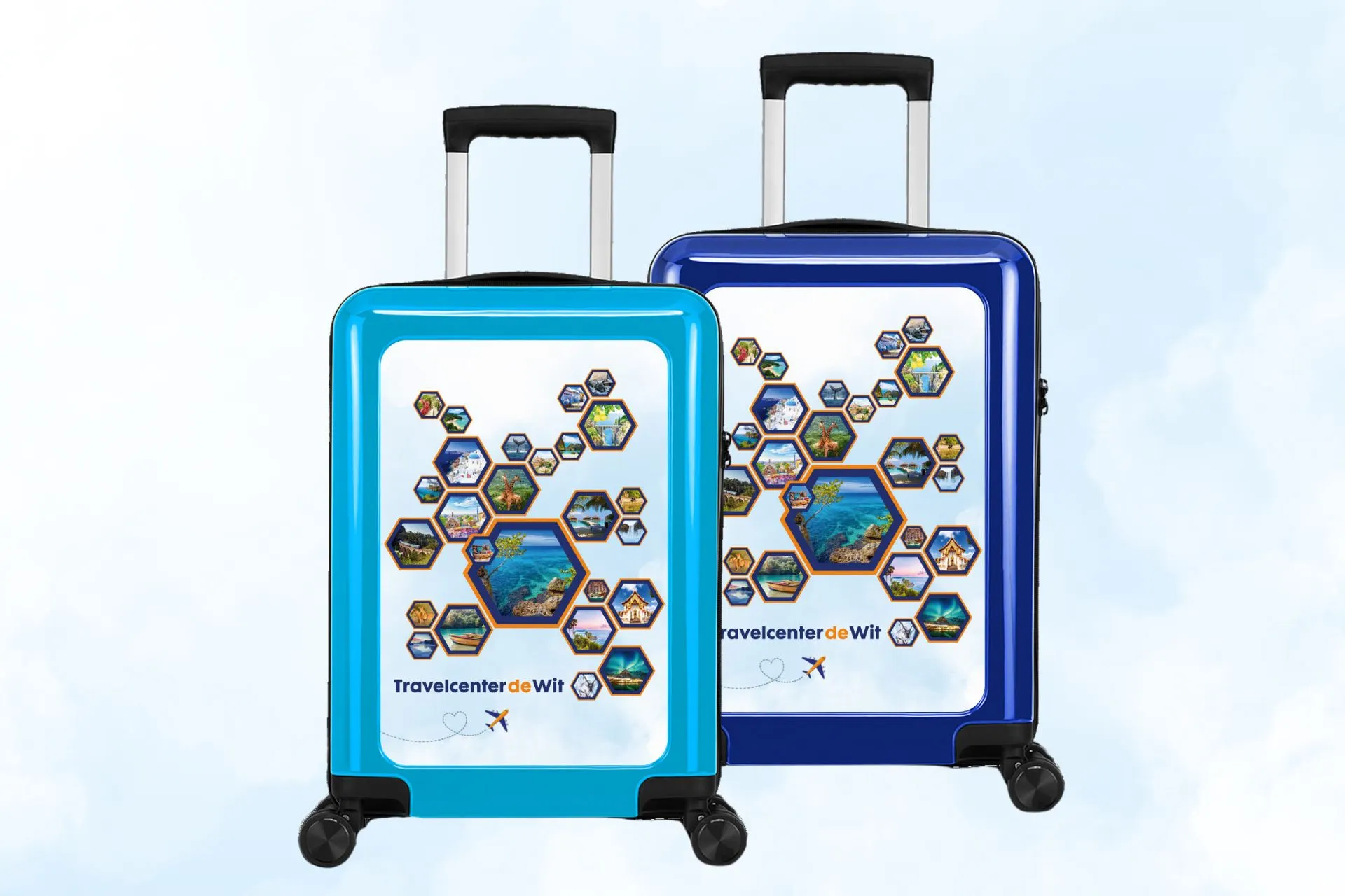 Travelcenter de Wit bedrukte trolleys.