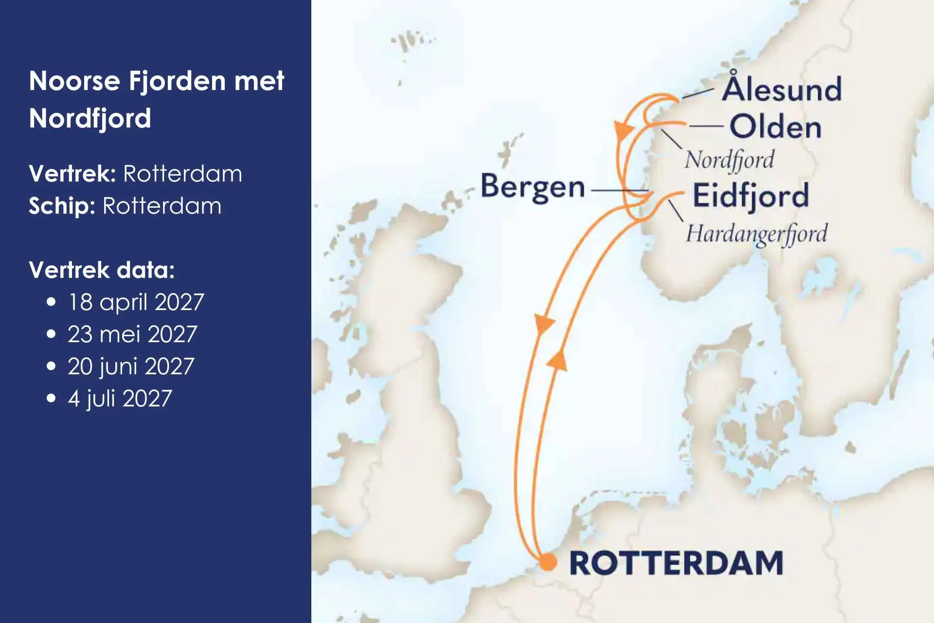 Noorse Fjorden met Nordfjord - 18 april 2027 23 mei 2027 20 juni 2027 4 juli 2027 - liggend