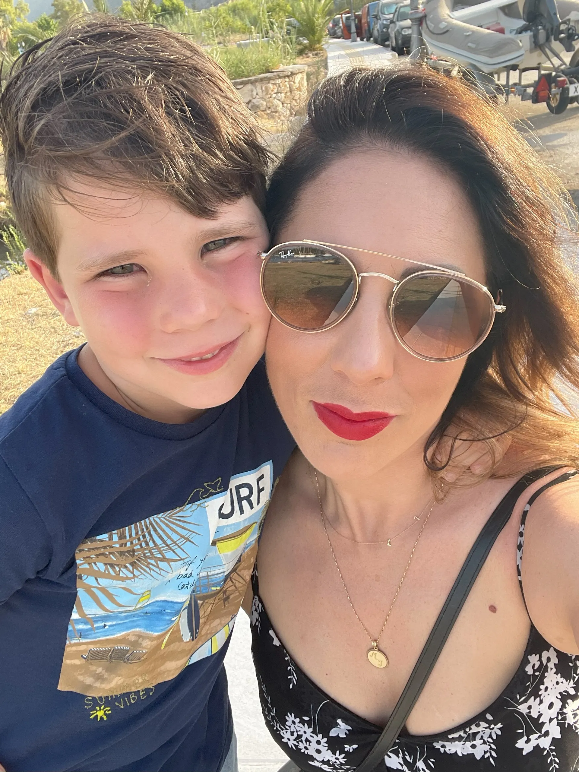 Michelle en Jim tijdens een familievakantie Lefkas