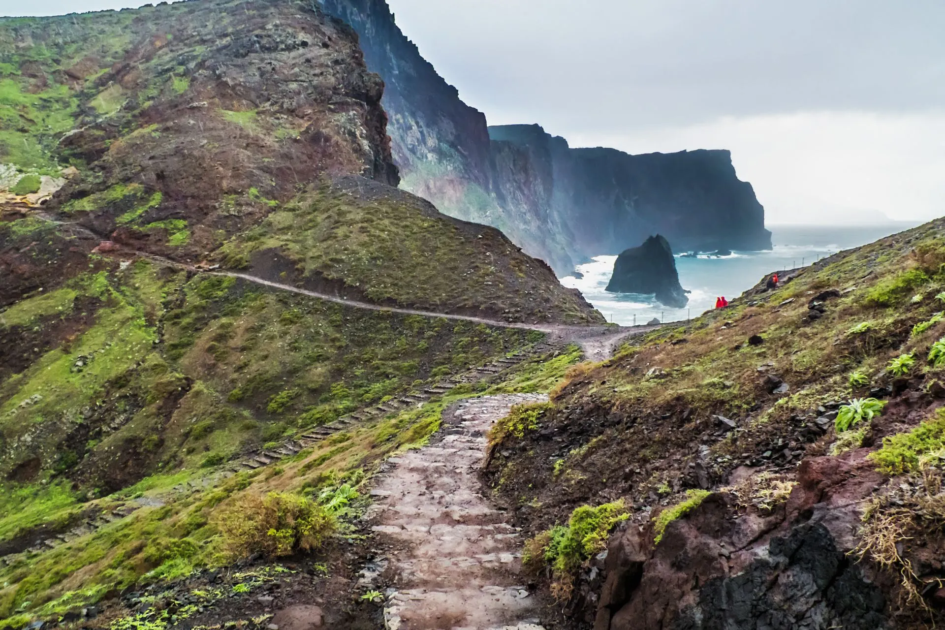 Spectaculair kustlandschap op Madeira met ruige kliffen en een kronkelend pad langs de oceaan. Deze locatie is perfect voor wellness reizen en slow travel, waarbij je geniet van wandelingen in de natuur. Ontdek de kracht van een digital detox vakantie en ervaar een offline vakantie in Europa. Ideaal voor wie rust zoekt en zich wil herladen in een indrukwekkende omgeving.